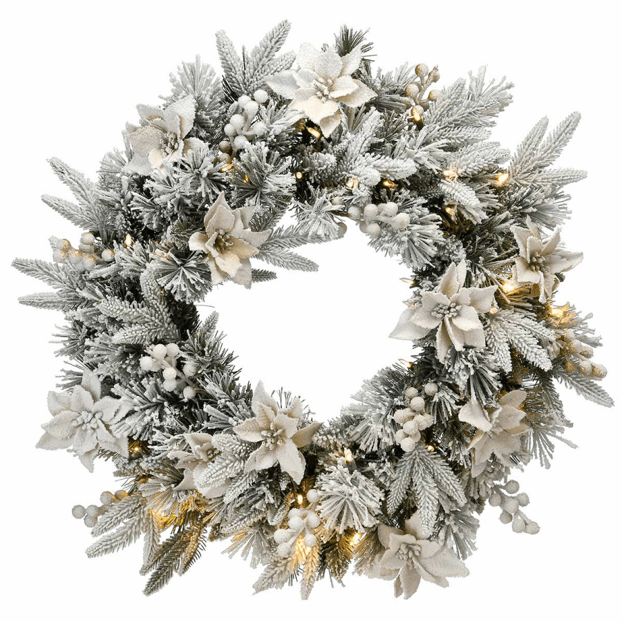 flocked christmas wreaths