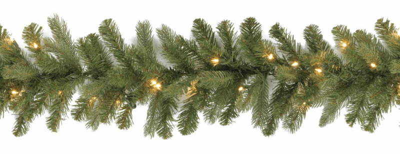 real looking pine garland with lights