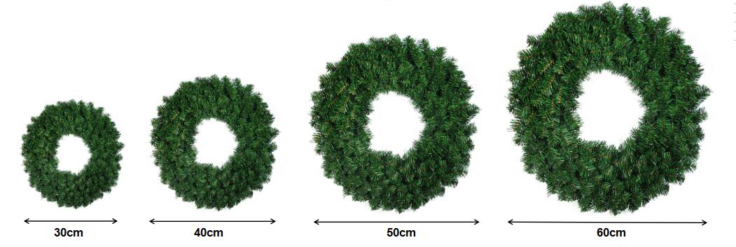size of artificial christmas wreaths
