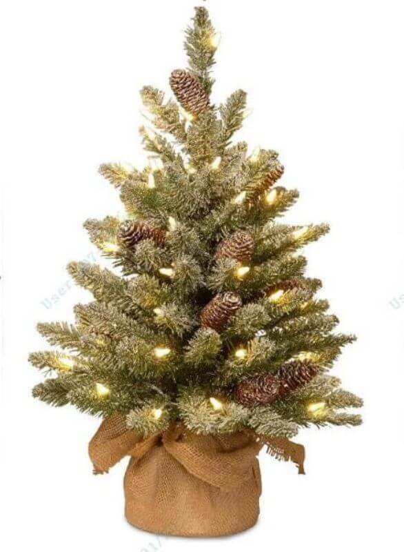 small lighted pottedartificial christmas trees